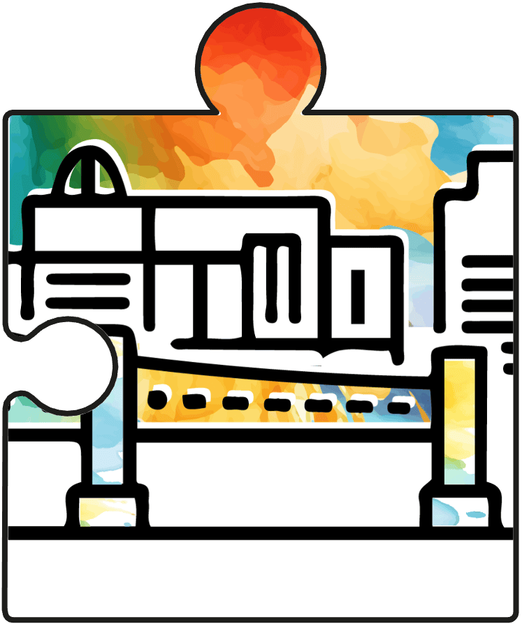 Image alt text: Abstract colorful illustration of a skyscraper and cityscape for SIIM Annual Meeting, emphasizing innovation in medical imaging and health IT.