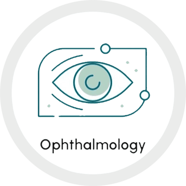 Illustration of an eye with a digital circuit design, representing ophthalmology and eye health technology.